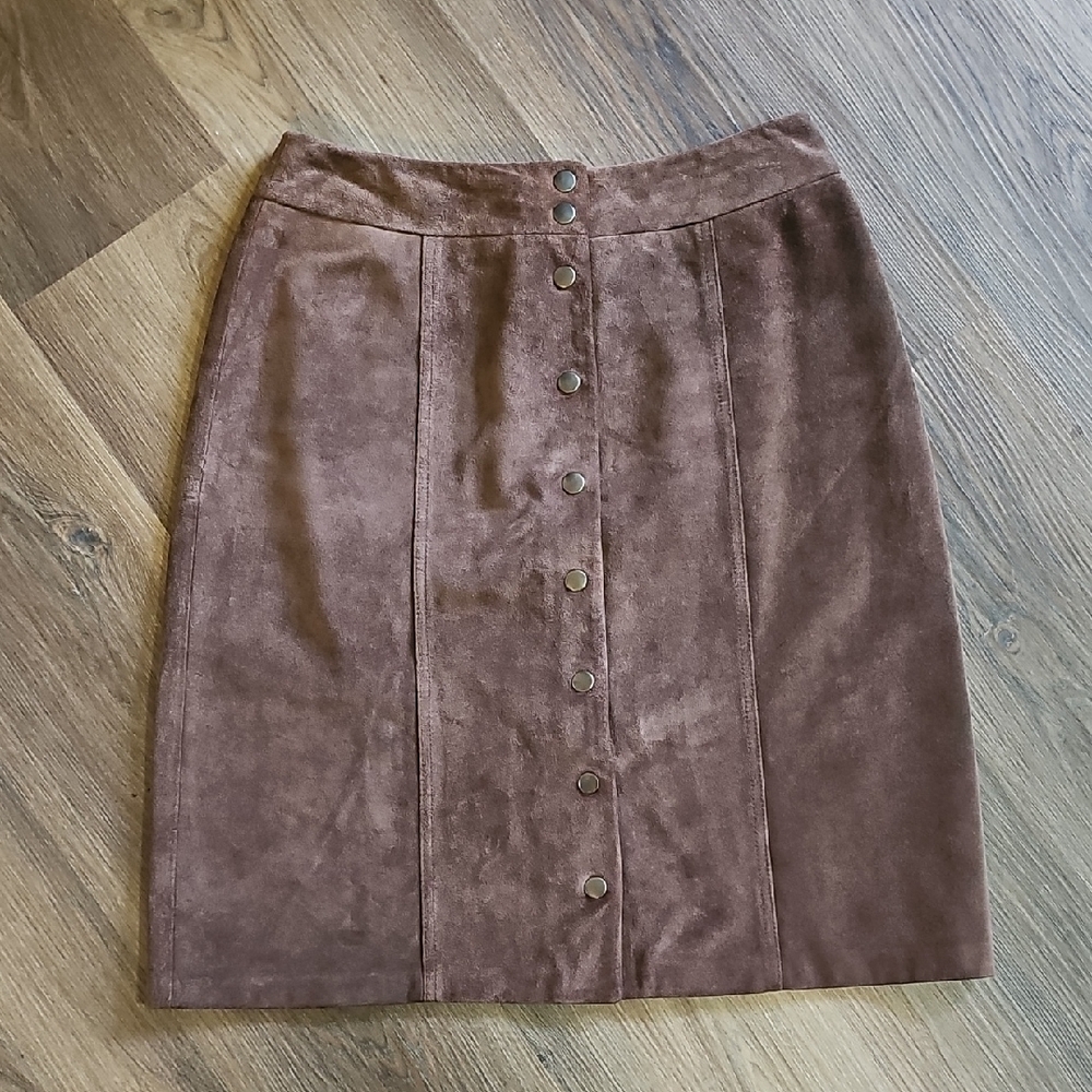 Geoffrey Beene Chocolate Brown Suede Pencil Skirt